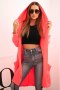Bluza Narzutka z kapturem oversize różowy neon  