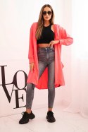 Bluza Narzutka z kapturem oversize różowy neon  
