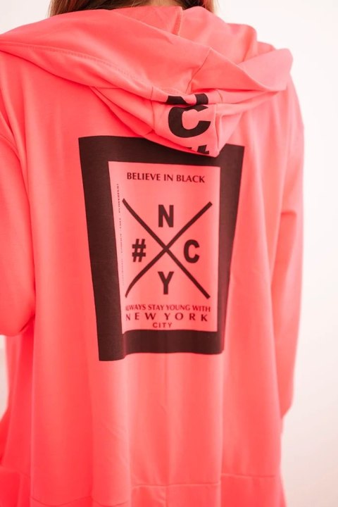 Bluza Narzutka z kapturem oversize różowy neon Bluza Narzutka z kapturem oversize różowy neon