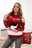 Sweter motywem świątecznym czerwony  