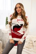 Sweter motywem świątecznym ecru  