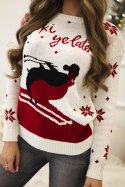 Sweter motywem świątecznym ecru  