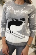 Sweter motywem świątecznym szary  