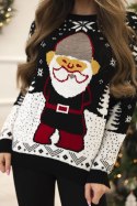 Sweter świąteczny z Mikołajem czarny  