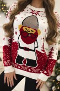 Sweter świąteczny z Mikołajem ecru  