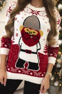 Sweter świąteczny z Mikołajem ecru  
