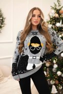 Sweter świąteczny z Mikołajem szary  