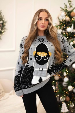 Sweter świąteczny z Mikołajem szary  
