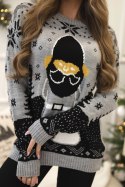 Sweter świąteczny z Mikołajem szary  