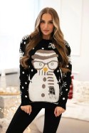 Sweter świąteczny z bałwanem czarny  