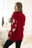Sweter świąteczny z bałwanem czerwony  