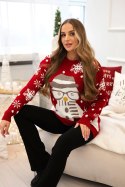 Sweter świąteczny z bałwanem czerwony  