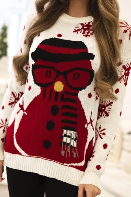 Sweter świąteczny z bałwanem ecru  