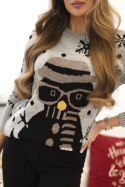 Sweter świąteczny z bałwanem szary  