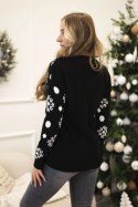 Sweter świąteczny z misiem czarny  