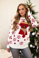 Sweter świąteczny z misiem ecru  
