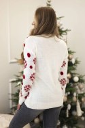 Sweter świąteczny z misiem ecru  