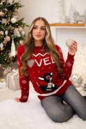 Sweter świąteczny z napisem czerwony  