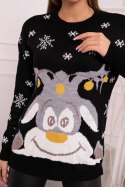 Sweter świąteczny z reniferem czarny  