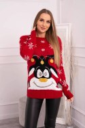 Sweter świąteczny z reniferem czerwony  
