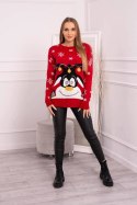 Sweter świąteczny z reniferem czerwony  