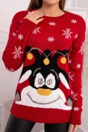 Sweter świąteczny z reniferem czerwony  