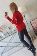 Sweter świąteczny z reniferem czerwony  