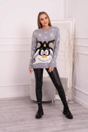 Sweter świąteczny z reniferem szary  