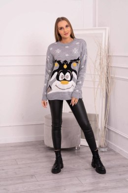 Sweter świąteczny z reniferem szary  