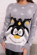 Sweter świąteczny z reniferem szary  