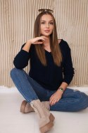 Sweter z dekoltem V granatowy  
