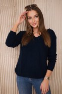Sweter z dekoltem V granatowy  