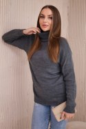 Sweter z wywijanym golfem ciemny szary  