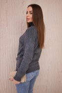 Sweter z wywijanym golfem ciemny szary  