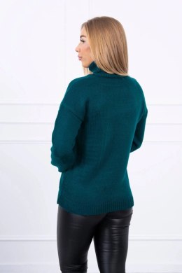 Sweter z wywijanym golfem morski  