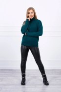 Sweter z wywijanym golfem morski  