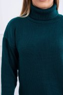 Sweter z wywijanym golfem morski  