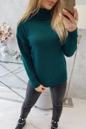 Sweter z wywijanym golfem morski  