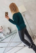 Sweter z wywijanym golfem morski  