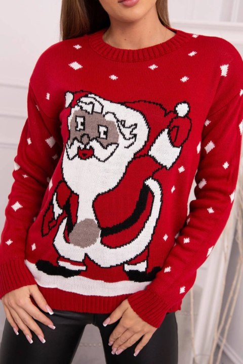 Sweter ze Świętym Mikołajem czerwony Sweter ze Świętym Mikołajem czerwony