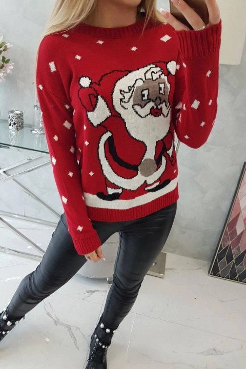 Sweter ze Świętym Mikołajem czerwony Sweter ze Świętym Mikołajem czerwony