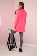 Tunika z kopertowym przodem Oversize różowy neon  