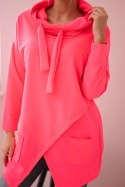 Tunika z kopertowym przodem Oversize różowy neon  