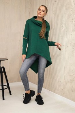 Bluza ocieplana z dłuższym tyłem ciemno zielona  