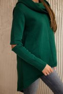 Bluza ocieplana z dłuższym tyłem ciemno zielona  