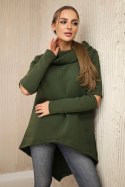 Bluza ocieplana z dłuższym tyłem khaki  