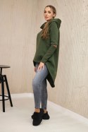 Bluza ocieplana z dłuższym tyłem khaki  