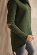 Bluza ocieplana z dłuższym tyłem khaki  