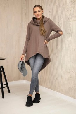 Bluza ocieplana z dłuższym tyłem mocca  