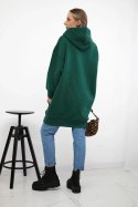Bluza ocieplana z haftowanym napisem oversize ciemno zielona  